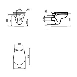 Toilet-bidet IDEAL STANDARD TIRSO WH BOWL RIMLS SC S&C WHT (R034301)
