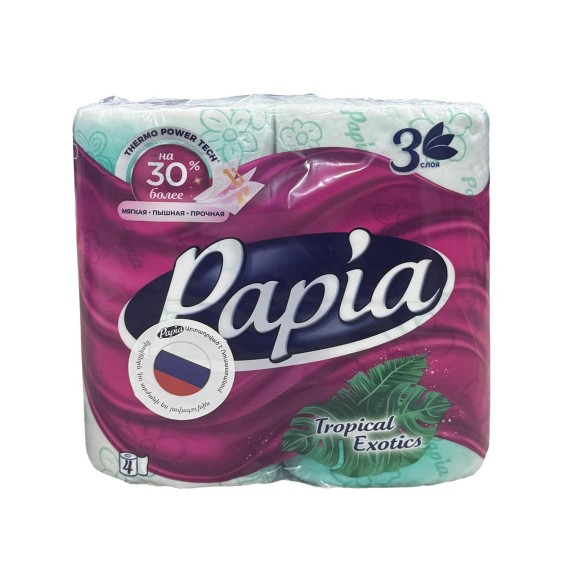Туалетная бумага PAPIA TROPICAL EXOTICS 3PL 4PC (002079) 