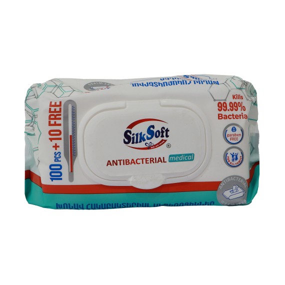 Влажные салфетки SILK SOFT ANTIBACTERIAL 100+10PC (012188) 