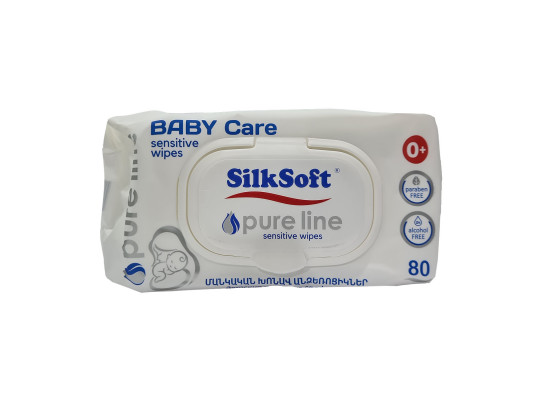 Թաց անձեռոցիկ SILK SOFT Թաց Անձեռոցիկ Սիլկ Սոֆթ Pure Line Մանկական 80հ (014472) 