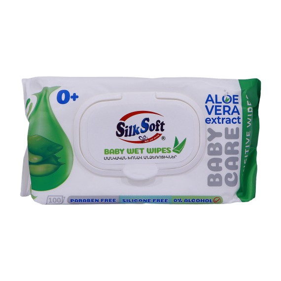 Влажные салфетки SILK SOFT Մանկական Ալոե Վերա 100հ (014946) 