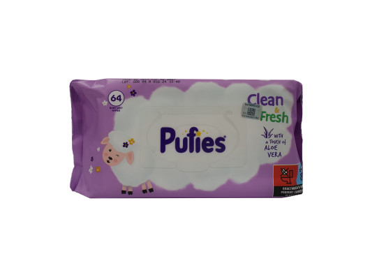 Wet wipe PUFIES FRESH 64 WET WIPES WITH COVER (026621) 