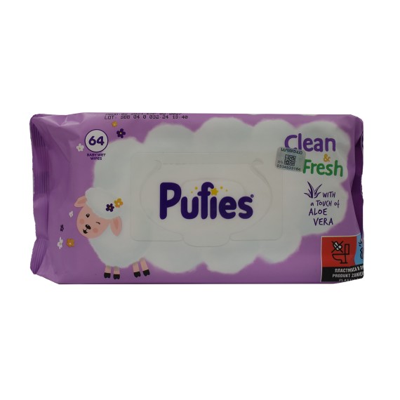 Влажные салфетки PUFIES FRESH 64 WET WIPES WITH COVER (026621) 