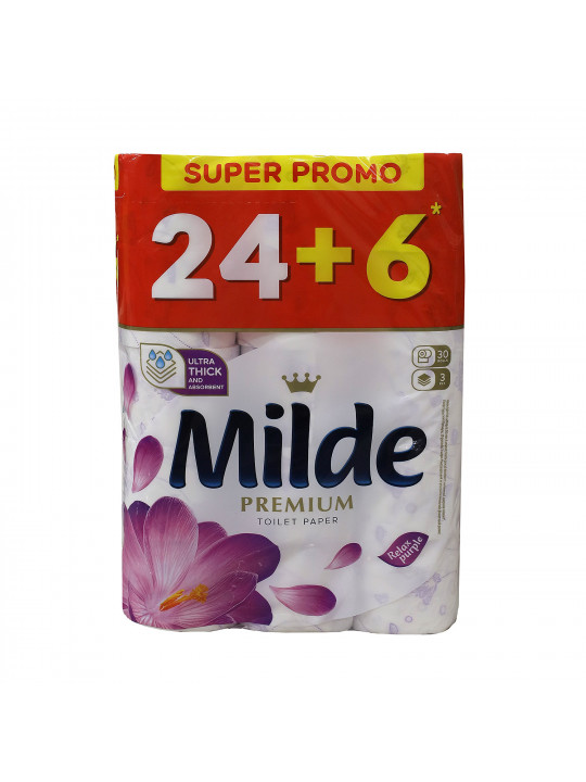 Toilet paper MILDE Relax Purple Strong Soft 24+6pcs (027512) 