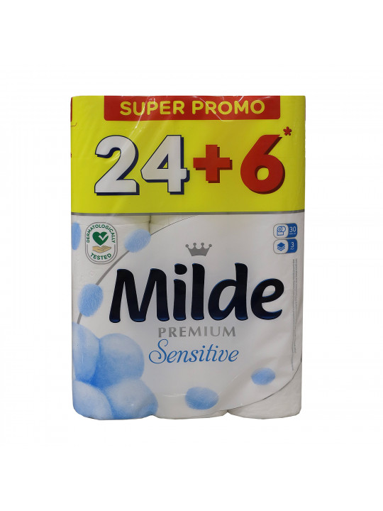 Туалетная бумага MILDE Sensetive 24+6pcs (027529) 