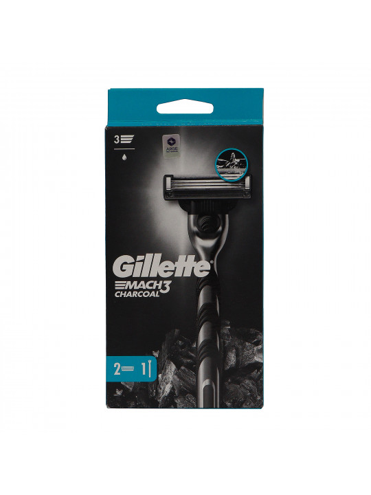 Аксесуар для бритья GILLETTE MACH 3 CHARCOAL RAZOR+2 CART (074308) 