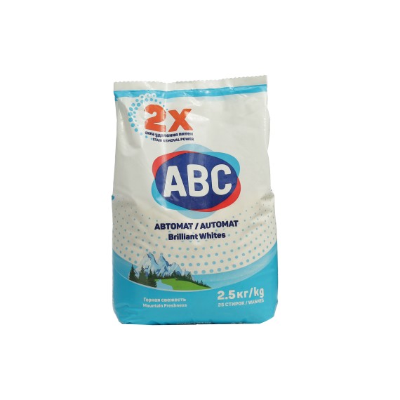 Լվացքի փոշի ABC Լեռնային թարմություն ավտոմատ սպիտակ լվացքի համար 2.5 կգ (170280) 