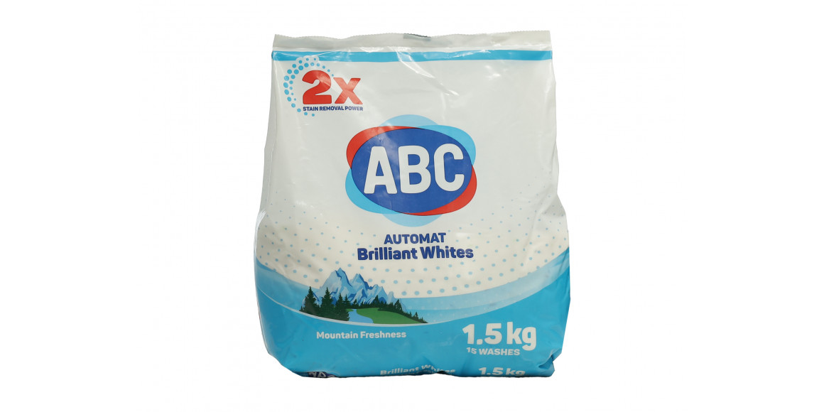 Стиральный порошок и гель ABC Լեռնային թարմություն ավտոմատ սպիտակ լվացքի համար 1.5 կգ (171164) 