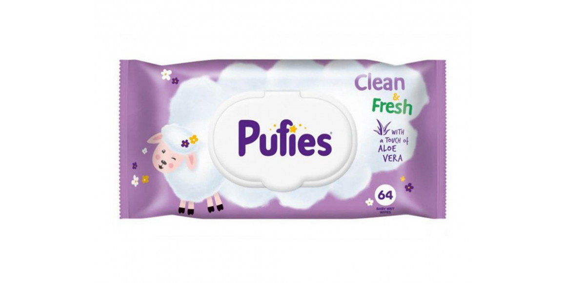 Wet wipe PUFIES FRESH 64 WET WIPES WITH COVER (026621) 