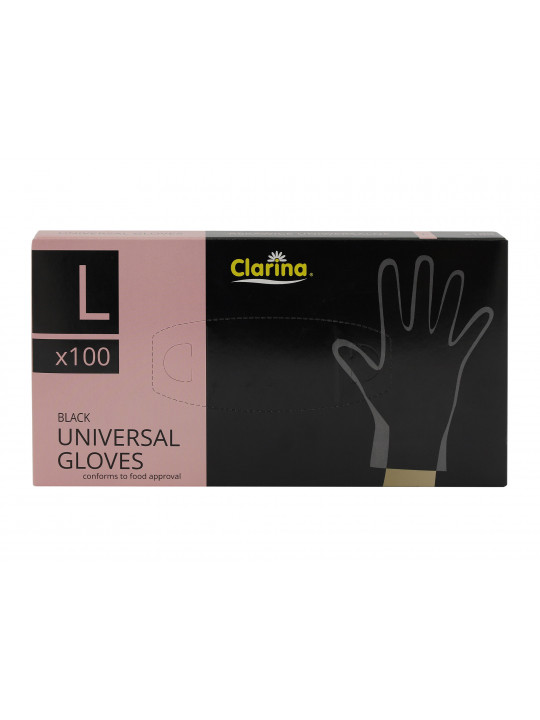 Резиновые перчатки CLARINA 5403 X100 L BLACK 054030