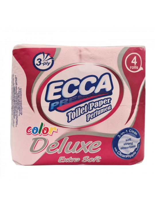 Туалетная бумага ECCA  PREMIUM DELUXE 4ՀԱՏ 3Շ (561742) (RED) 