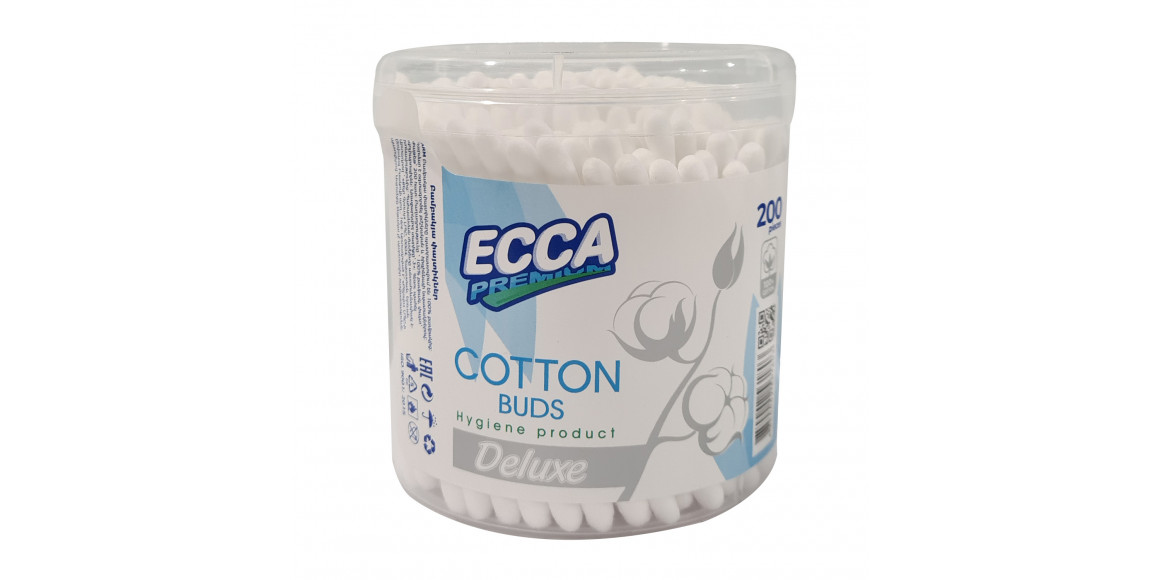 Cotton buds ECCA  Premium Deluxe Կլոր 200/48 Հատ (561803) 