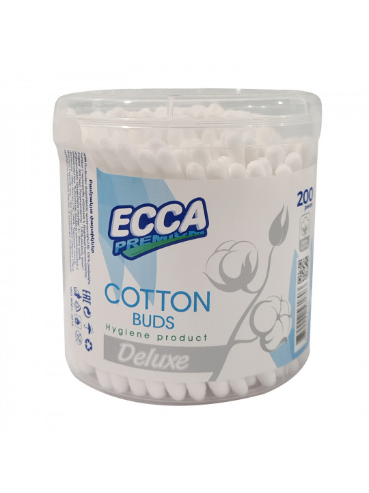Ватные палочки ECCA  Premium Deluxe Կլոր 200/48 Հատ (561803) 