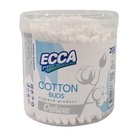 Cotton buds ECCA  Premium Deluxe Կլոր 200/48 Հատ (561803) 