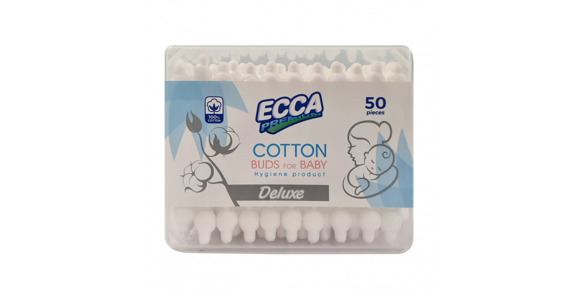Cotton buds ECCA  Premium Deluxe Ուղղանկյուն Մանկական 50/24 Հատ (562008) 