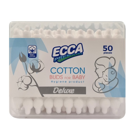 Cotton buds ECCA  Premium Deluxe Ուղղանկյուն Մանկական 50/24 Հատ (562008) 