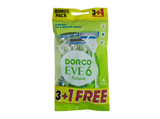 Սափրվելու պարագա DORCO Ածելի 6 սայրով (3+1) Կանաչ Տուփ (591209) 