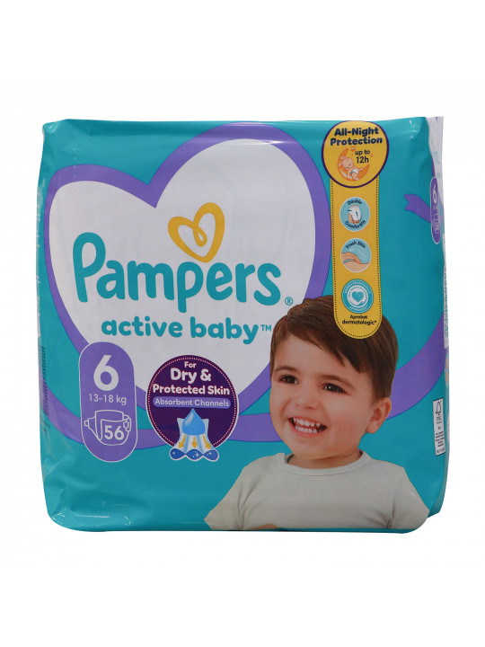 Տակդիր PAMPERS GIANT PACK N6 (13-18KG) 56PC (950130) 