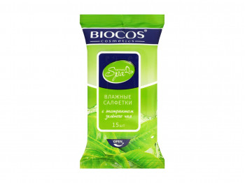 Влажные салфетки BIOCOS SPA GREEN TEA 15PC (820096) 