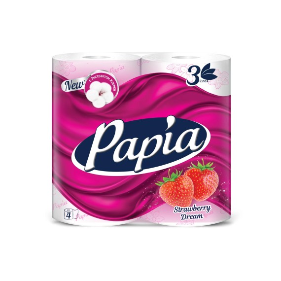 Toilet paper PAPIA 3PLY 4PSC STRAWBERRY (000075) 