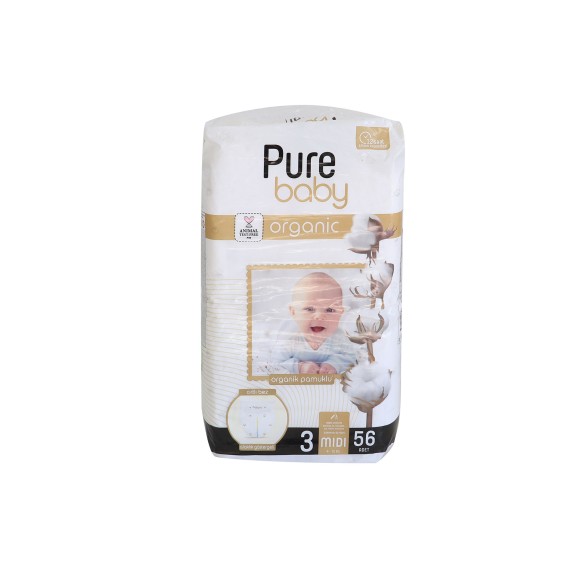 Տակդիր PURE BABY ORGANIC N3 (4-9KG) 58PC (207626) 