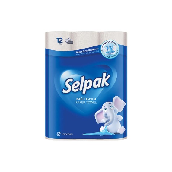 Бумажное полотенце SELPAK FOR KITCHEN TOWEL WHITE 12PC (125001) 