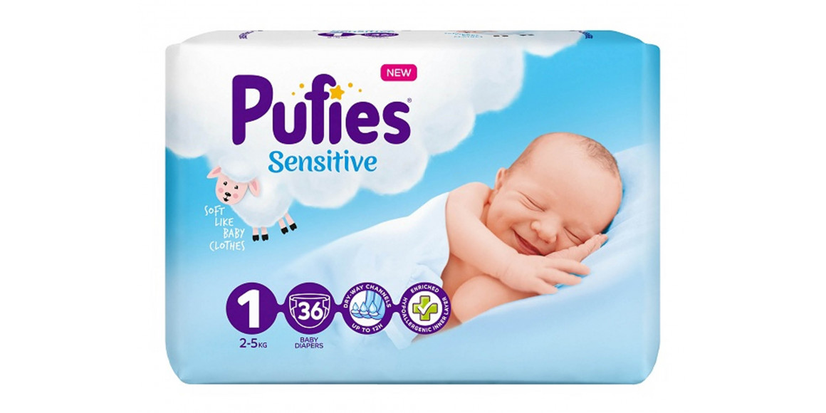 Տակդիր PUFIES SENSITIVE 1 NEWBORN (2-5KG) 36PCS (035500) 