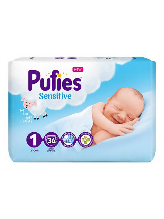 Diapers PUFIES SENSITIVE 1 NEWBORN (2-5KG) 36PCS (035500) 