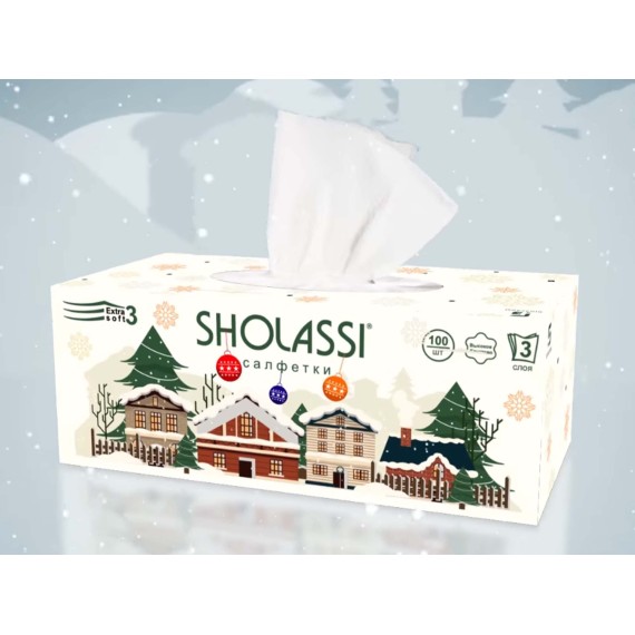 Անձեռոցիկ SHOLASSI N100 EXTRA SOFT 3PLY 100PC NEW YEAR (232354) 
