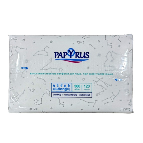 Салфетка PAPYRUS Անձեռոցիկ Դեմքի 3շերտ 120հատ STELLAR (602215) 