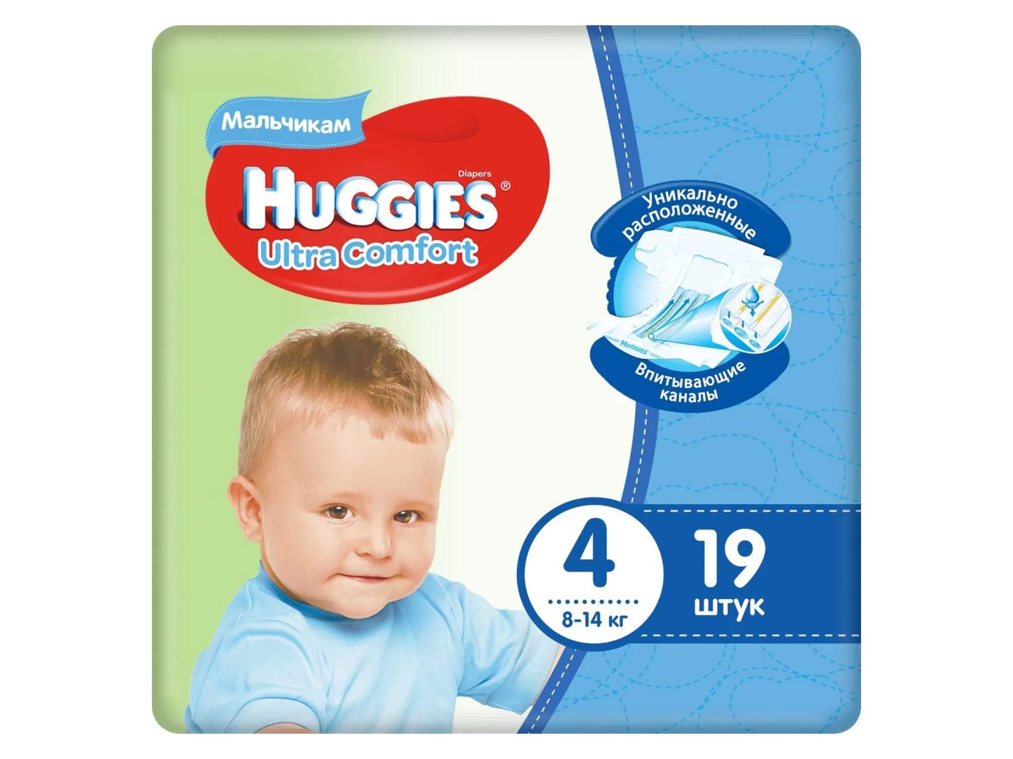 diapers HUGGIES ULTRA COMFORT BOYS N4(8KG) 19PC(543550) 1727