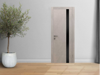 Room doors VDK ПАУТИНКА ПЛЮС ЧЕРНОЕ СТЕКЛО ЛАКОБЕЛЬ БЕТОН СВЕТЛЫЙ (3) 