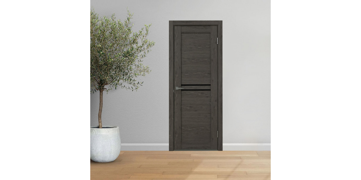 Room doors VDK ЭКО 25 (3) экодуб серый ЧЕРНОЕ СТЕКЛО ЛАКОБЕЛЬ 