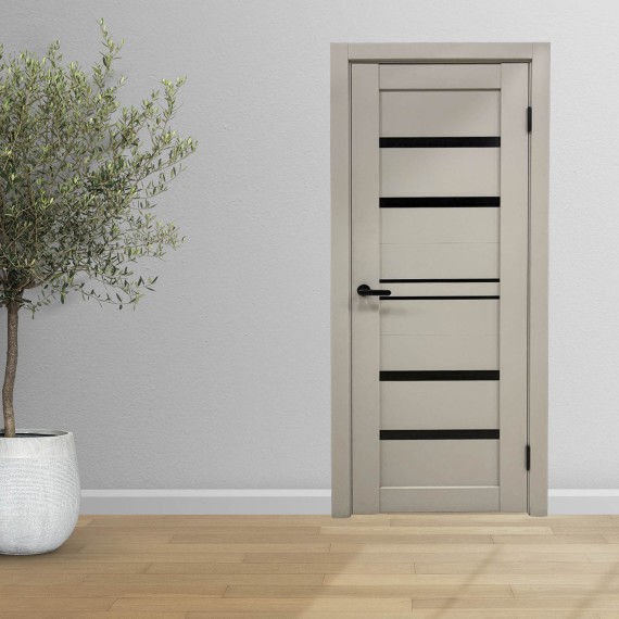 Միջսենյակային դռներ INDOORS GRACE 302 ЧЕРНОЕ СТЕКЛО ЛАКОБЕЛЬ GREEN WOOD КАПУЧИНО СОФТ 60*200 (врезка под замок) (KA-00005698)