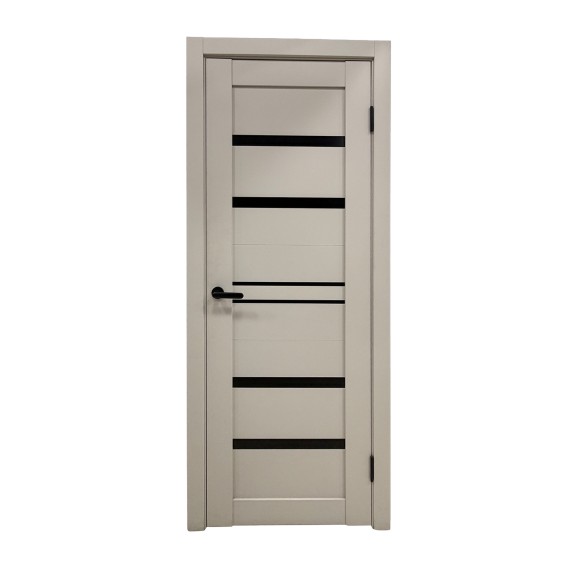 Միջսենյակային դռներ INDOORS GRACE 302 ЧЕРНОЕ СТЕКЛО ЛАКОБЕЛЬ GREEN WOOD КАПУЧИНО СОФТ 70*200 (врезка под замок) (KA-00005699)