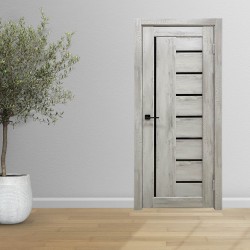 Межкомнатные двери INDOORS GRACEFUL 501 ЧЕРНОЕ СТЕКЛО ЛАКОБЕЛЬ ЕЛЬ АЛЬПИЙСКАЯ 80*200 (врезка под замок) (KA-00006652)