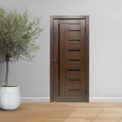 Room doors INDOORS GRACEFUL 501 ЧЕРНОЕ СТЕКЛО ЛАКОБЕЛЬ ФИЛАДЕЛЬФИЯ КОНЬЯК 60*200 (врезка под замок) (KA-00005714)