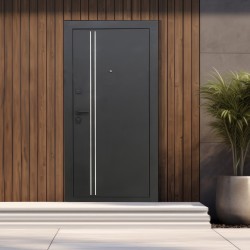 Entrance doors ESTET PRESTIGE 7 МЕТАЛЛ/1,1 ЧЕРНЫЙ  МУАР R (панель p1 10мм) 