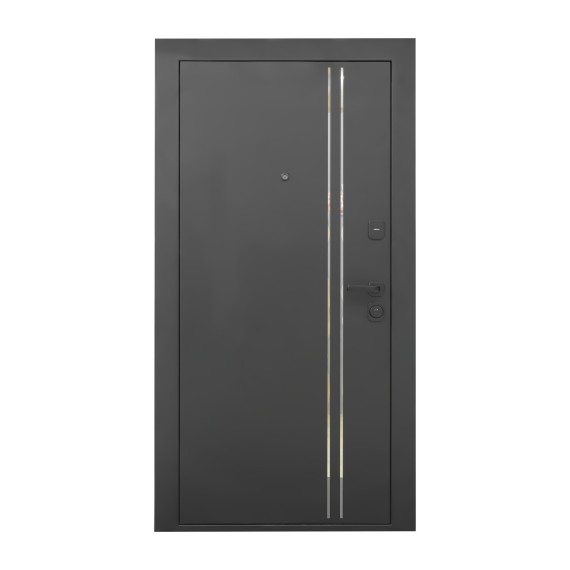 Входные двери ESTET PRESTIGE 7 МЕТАЛЛ/15,15 ШАГРЕНЬ ГРАФИТ (панель екзотика 10Е/10мм)  L 