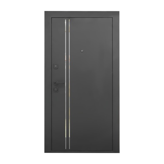 Входные двери ESTET PRESTIGE 7 МЕТАЛЛ/15,15 ШАГРЕНЬ ГРАФИТ (панель екзотика 10Е/10мм) R 