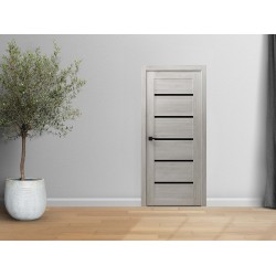 Room doors VDK ЭКО ФРЕЙМ 3 70*200 ЧЕРНОЕ СТЕКЛО ЛАКОБЕЛЬ ГРАФ БЕЛЫЙ 