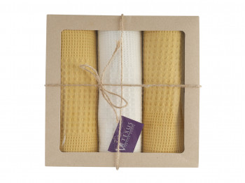 Kitchen towel set VETEXUS VDS BOX 3PC MILK WITH YELLOW 45X70 