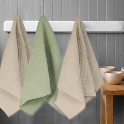 Набор кухонных полотенец VETEXUS VDS 200GSM 3PC BEIGE WITH OLIVE 50X70 (917962) 