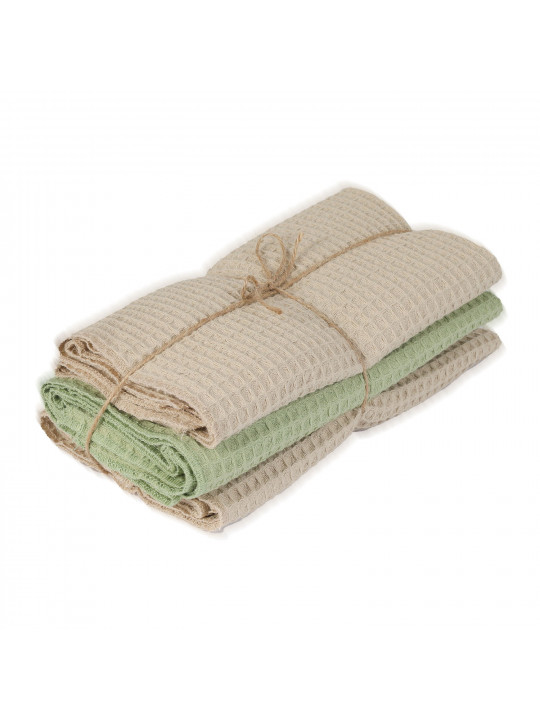 Набор кухонных полотенец VETEXUS VDS 200GSM 3PC BEIGE WITH OLIVE 50X70 (917962) 