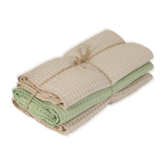 Набор кухонных полотенец VETEXUS VDS 200GSM 3PC BEIGE WITH OLIVE 50X70 (917962) 