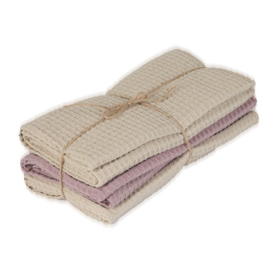 Խոհանոցային սրբիչների հացաքածու VETEXUS VDS 200GSM 3PC BEIGE WITH DUSTY PINK 50X70 (908977) 