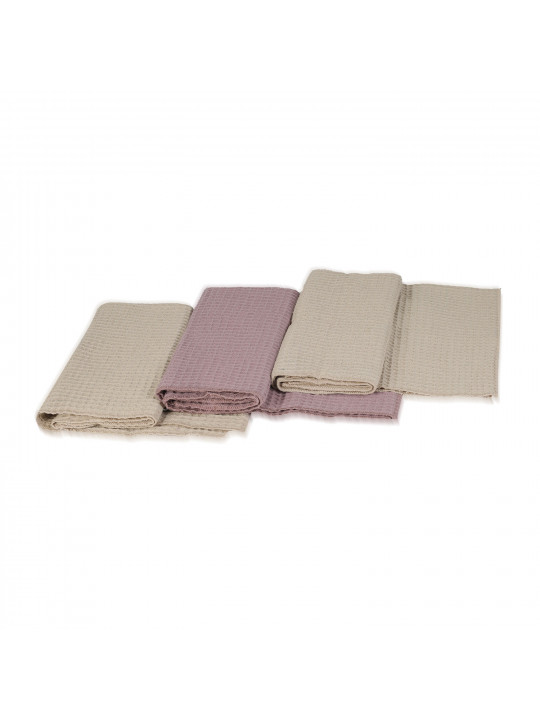 Kitchen towel set VETEXUS VDS 200GSM 3PC BEIGE WITH DUSTY PINK 50X70 (908977) 