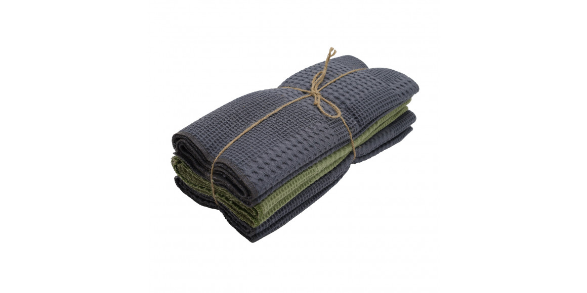 Խոհանոցային սրբիչների հացաքածու VETEXUS VDS 200GSM 3PC DARK GREY WITH GREEN 45X70 (986166) 