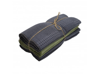 Խոհանոցային սրբիչների հացաքածու VETEXUS VDS 200GSM 3PC DARK GREY WITH GREEN 45X70 (986166) 