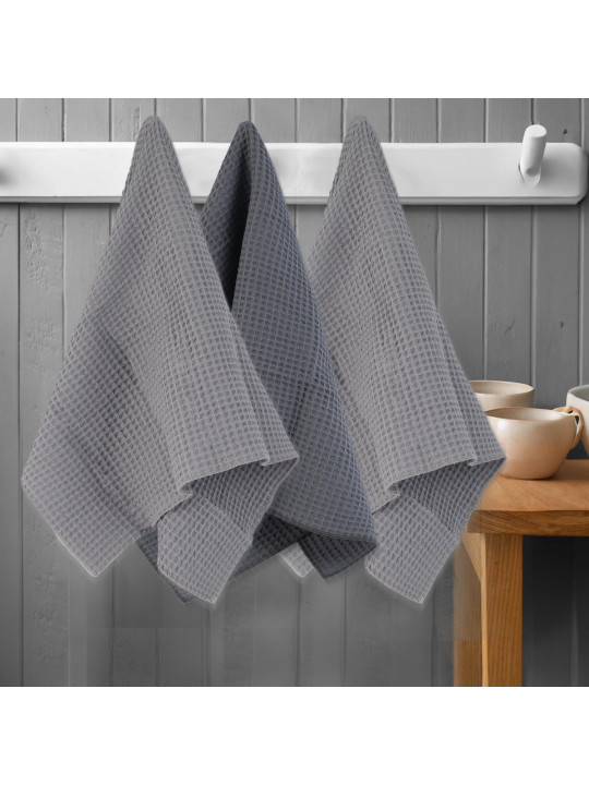 Խոհանոցային սրբիչների հացաքածու VETEXUS VDS 200GSM 3PC LIGHT GREY WITH DARK GREY 50X70 (903422) 